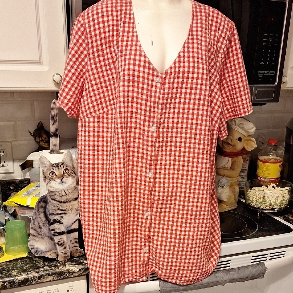 a Woman Within Button Down Short Sleeve Plus Size Top 3X